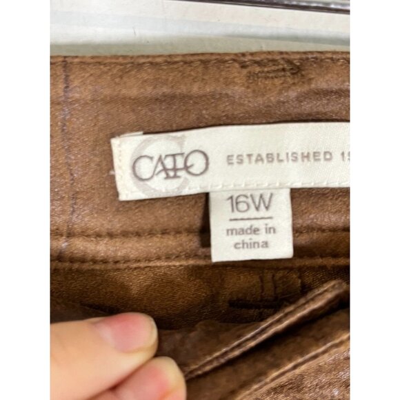 Retro Leather Wide Leg Pant Brown 16W Boho Western Concert Country Festival 80s - Picture 2 of 11